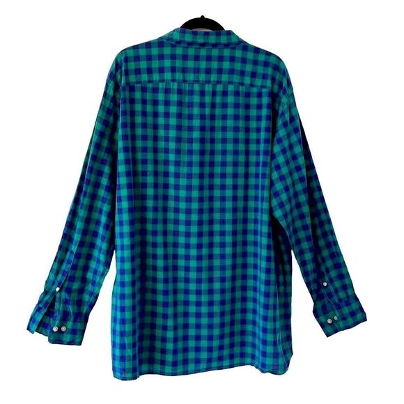 Sonoma Lifestyle aqua and purple gingham 100% cotton long sleeve XXL - Picture 3 of 10